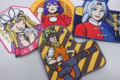 格好良い女性キャラクターを刺繡した、オリジナル刺繡ワッペン4種類の制作実績。