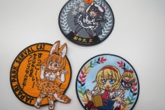 キャラクターを刺繡した、オリジナル刺繡ワッペン3種類の制作実績。