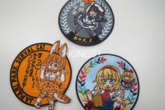 キャラクターを刺繡した、オリジナル刺繡ワッペン3種類の制作実績。