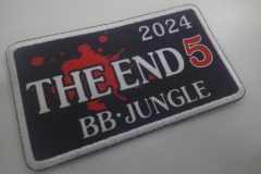 サブリックスブレードを基礎とし、プリント加工したサバイバルゲームフィールドのプリントワッペン。黒カラー。