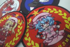 4種類のキャラクターデザインのプリントワッペンを撮影した加工事例。その2。