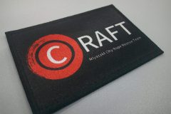 宮崎市のロープレスキューチーム“CRAFT”を示す黒地のオリジナルプリントワッペンの制作事例。