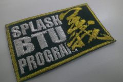 サバゲーフィールドオリジナルの講習会の刺繡ワッペン。メタリックシルバーとゴールドの糸で煌びやかに刺繡した作品。