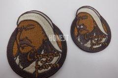 チンギスハンをモチーフにした横顔を大きく刺繡したオリジナル刺繡ワッペンの制作実績。