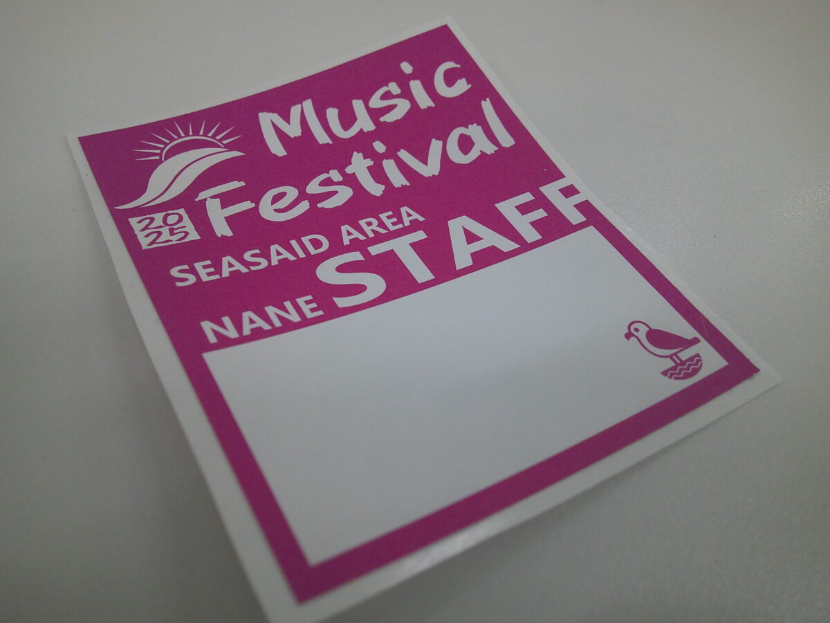 ジェットシート(衣類用シール)の試作実例。イベント会場での使用を想定したもの。