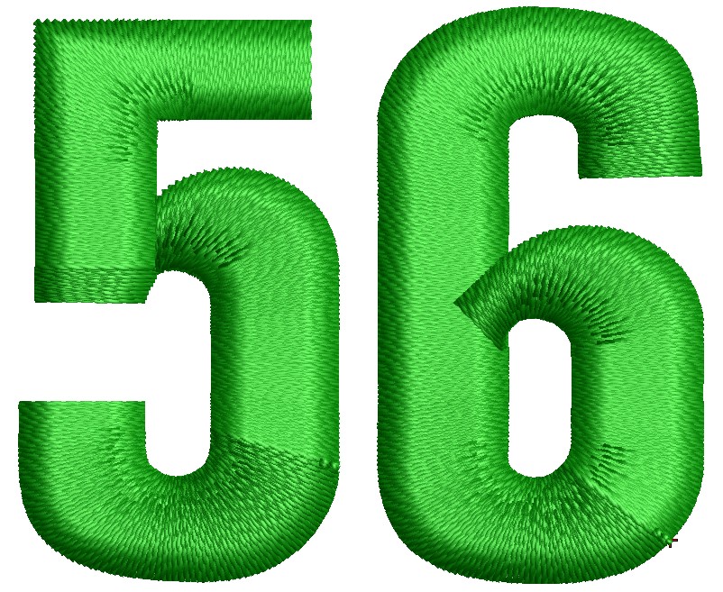 ナンバー刺繍のサンプルプレビュー。