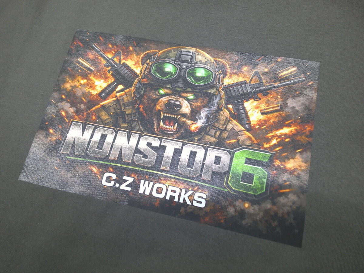 フルカラー転写プリントの制作実績。プリント面全体のアップ。