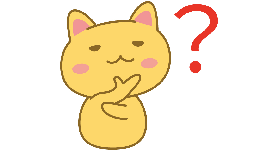 刺繍やワッペン制作に関する疑問を考える猫のイラスト